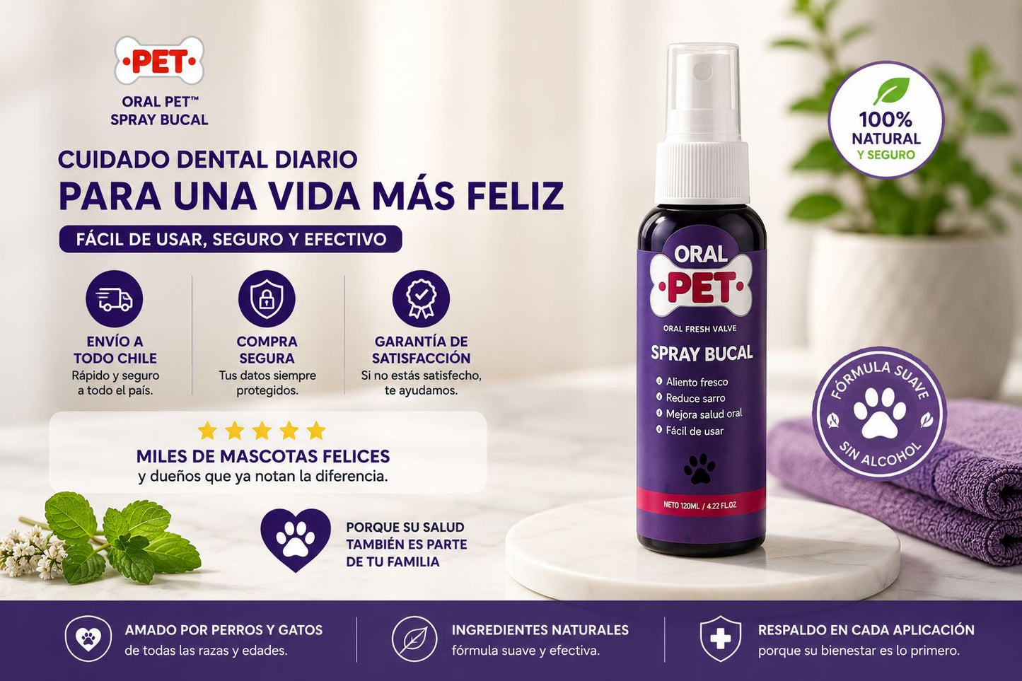 Oral Pet Spray - Limpiador Bucal para Mascotas